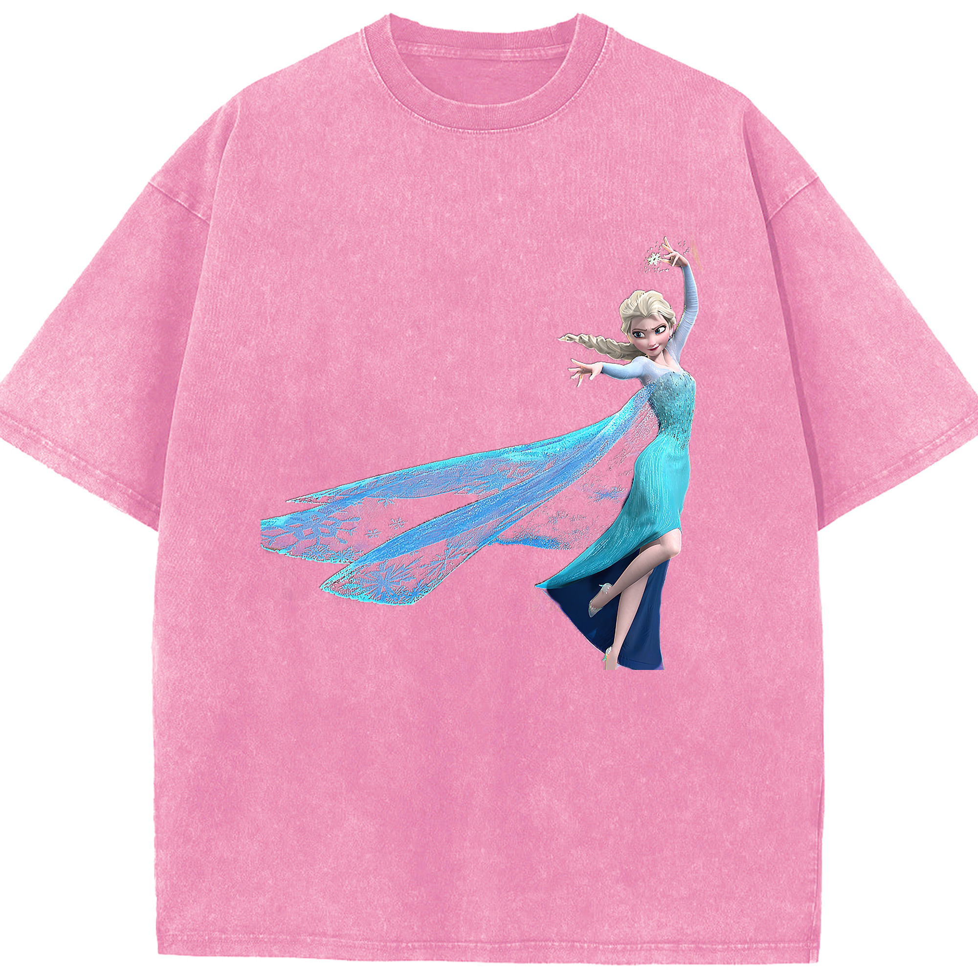 （画像用） アナと雪の女王 アンナ エルサ Frozen Anna Elsa 綿100% ヴィンテージ風 半袖Tシャツ（フロントプリント）